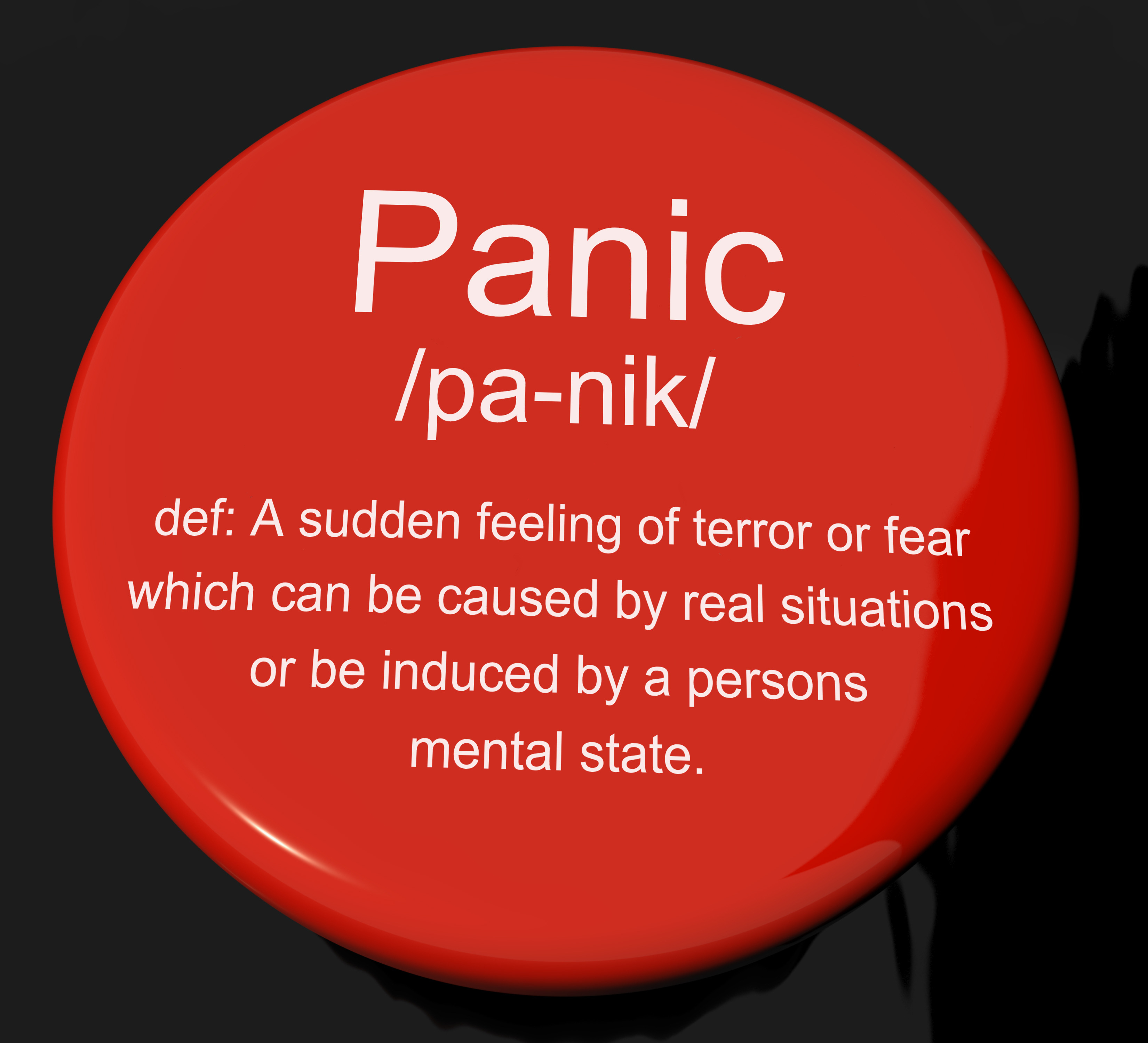 panic-definition-button-showing-trauma-stress-and-hysteria-cureup